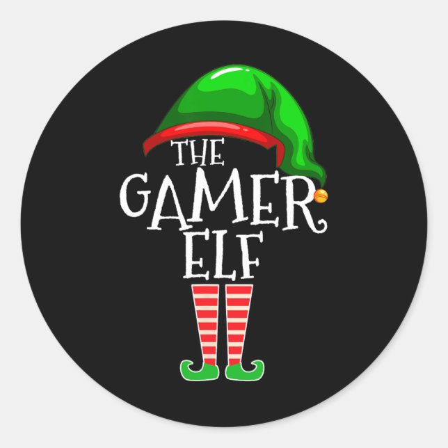 Sticker Rond Elf Family Matching Group Christmas Gig Vidéo Cade (Devant)
