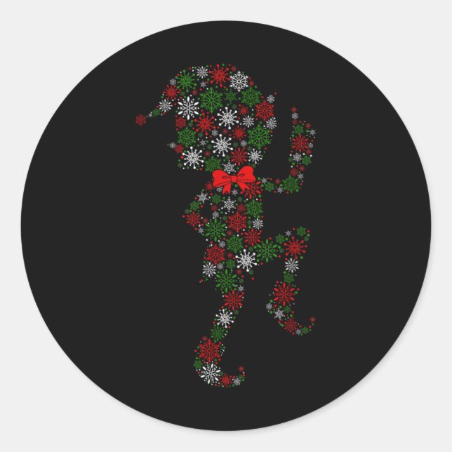 Sticker Rond Elf Snowflake Xmas Tree Lights Merry Christmas Boy (Devant)
