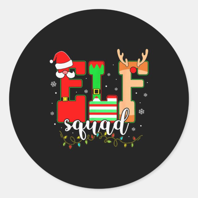 Sticker Rond Elf Squad Pajamas For Women Adults Girls Boys Kids (Devant)