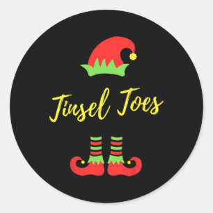 Sticker Rond Elfe aux orteils en clinquant Noël Santa Elfes vil