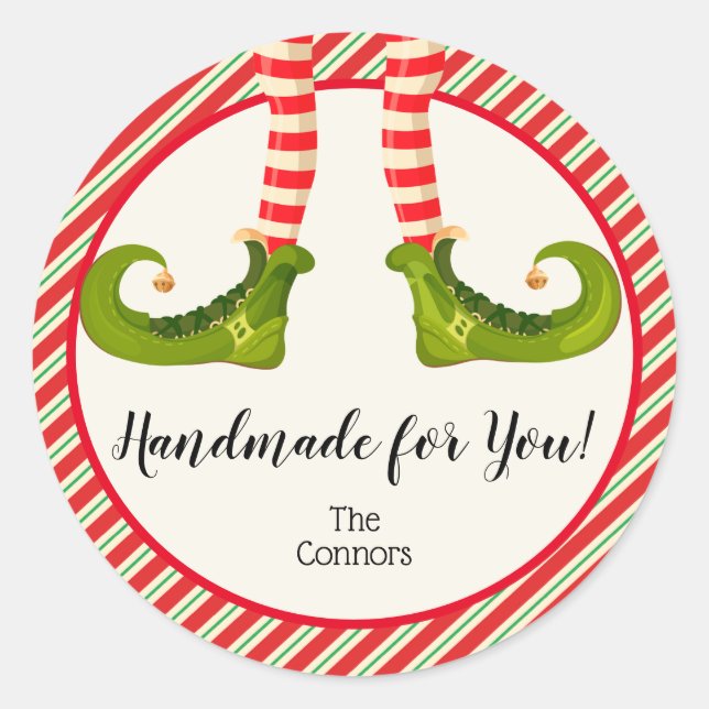 Sticker Rond Elfe de Noël Marchandises maison Cuisine de vacanc (Devant)