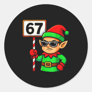 Sticker Rond Elfe Drôle Six Sept 6 7 Mème Costume de Noël 67