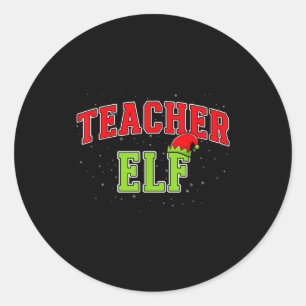 Sticker Rond Elfe Enseignant Noël Famille Équipe Correspondant