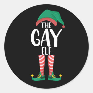 Sticker Rond Elfe Gay LGTBQ Tenue de Noël de Famille Assortie