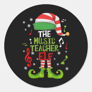 Sticker Rond Elfe professeur de musique Noël famille appariemen