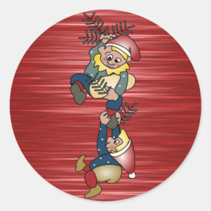 Sticker Rond Elfes de Noël danois