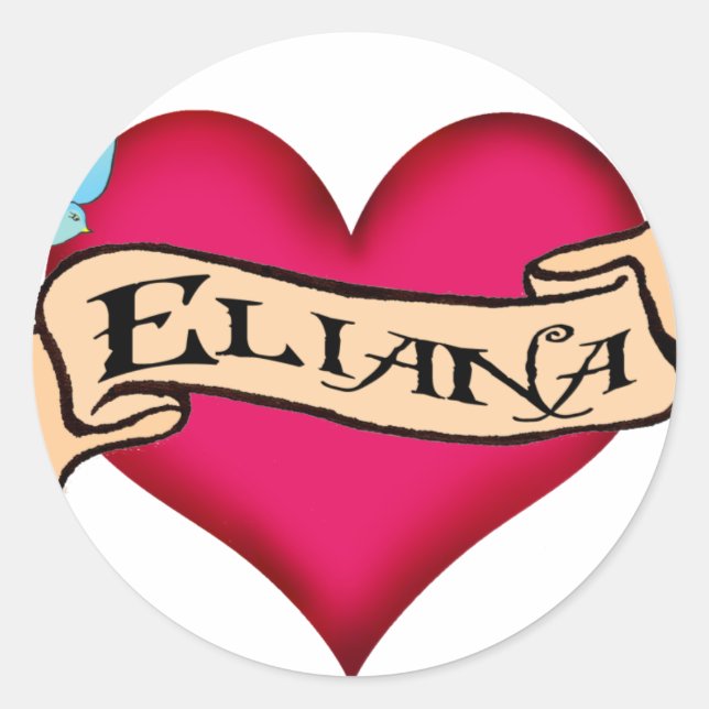 Sticker Rond Eliana - Tatouage cardiaque personnalisé (Devant)