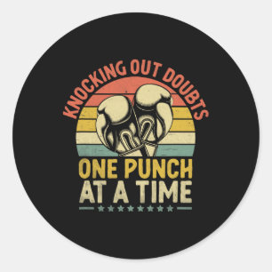 Sticker Rond Éliminer Les Doutes D'Un Punch À L'Autre Sport Box