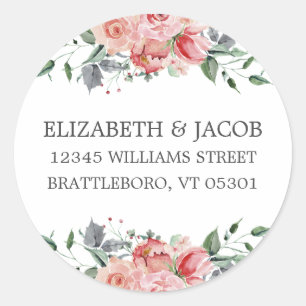 Sticker Rond Elizabeth Retourner Adresse Mariage Enveloppe Scea