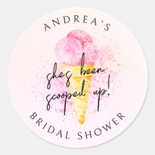 Sticker Rond Elle a été écoper de glace rose Mariage Shower