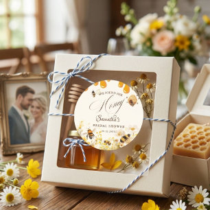 Sticker Rond Elle a trouvé sa douche de mariée abeille miel