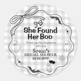 Sticker Rond Elle a trouvé sa douche de mariée Boo
