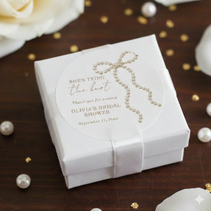 Sticker Rond Elle Attache le Nœud Réception de Mariage Ruban de