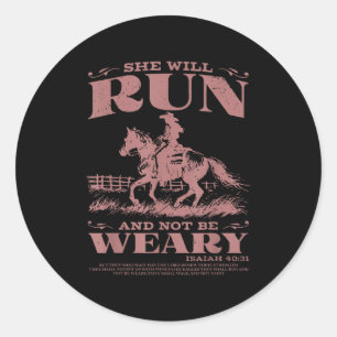 Sticker Rond Elle courra et ne se fatiguera point