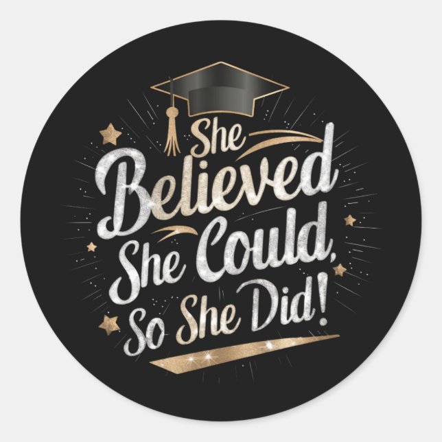 Sticker Rond Elle Croyait Qu'Elle Pouvait Faire Ses Études (Devant)