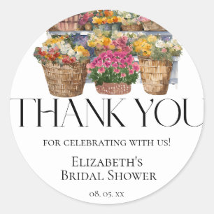 Sticker Rond Elle Est Hors Du Marché Fleurs Shop Merci