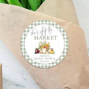 Sticker Rond Elle est hors du marché Sage Gingham Enterrement d