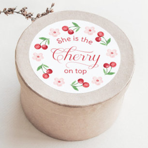 Sticker Rond Elle est la cerise sur le Baby shower supérieur
