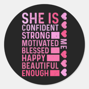 Sticker Rond Elle Est Moi Forte Éduquée Bénie Histoire Noire Wo