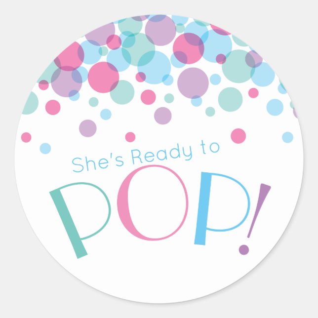 Sticker Rond Elle est prête à faire des Baby showers Pois (Devant)