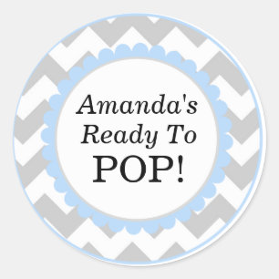 Sticker Rond Elle est prête à la pop, Baby shower d'impression 