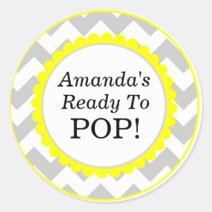 Sticker Rond Elle est prête à la pop, Baby shower d'impression 