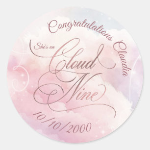 Sticker Rond Elle est sur un nuage pour enterrement de vie de j