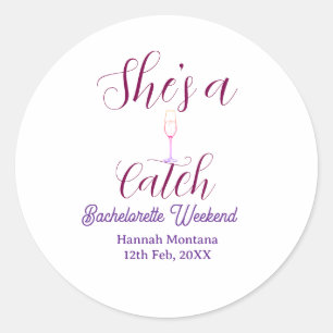 Sticker Rond Elle est une bouteille de champagne de week-end d'