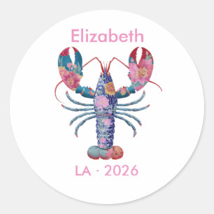 Sticker Rond Elle est une Fleurie de homard nautique Bacheloret