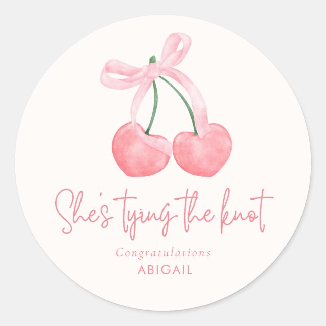 Sticker Rond Elle joue le noeud Coquette Fête des mariées Favor (Devant)