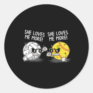 Sticker Rond Elle M'Aime Plus Volleyball Softball Sports S