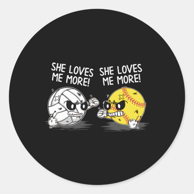 Sticker Rond Elle M'Aime Plus Volleyball Softball Sports S (Devant)