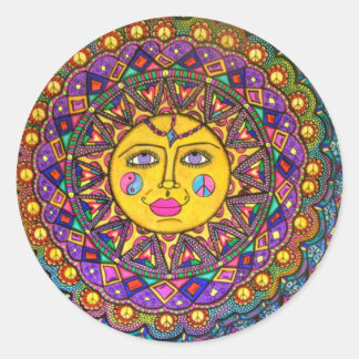 Sticker Rond Elle s'appelle Sunshine, Sticker, Hippie Art