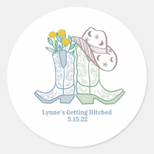 Sticker Rond Elle se fait hisser Bachelorette Rodeo Cowgirl (Devant)