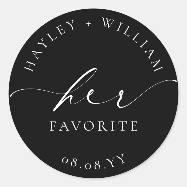 Sticker Rond Ellesmere Noir Sa préférée (Devant)