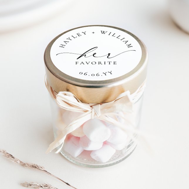 Sticker Rond Ellesmere Son Favori (Ellesmere Her Favorite Wedding Favors Sticker)
