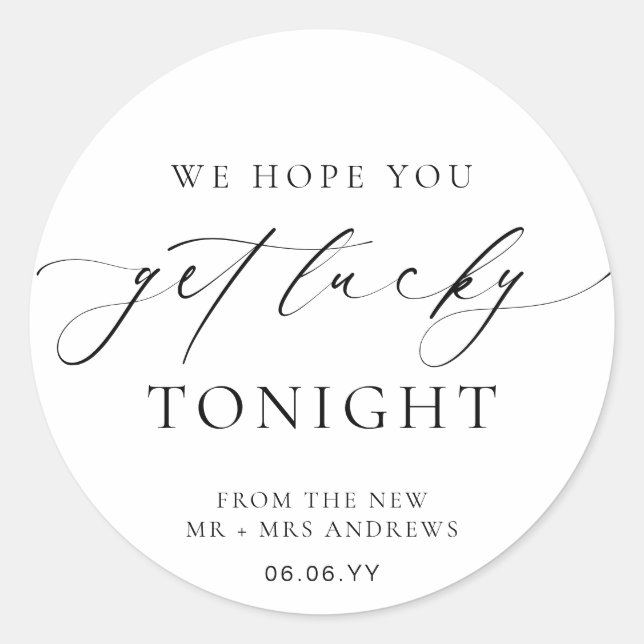 Sticker Rond Ellesmere We Hope You Get Lucky Lotto Mariage (Devant)