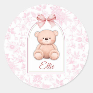 Sticker Rond Ellie Conception personnalisée d'ours en peluche