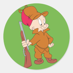 Sticker Rond ELMER FUDD™   Avec Un Arme À Arme