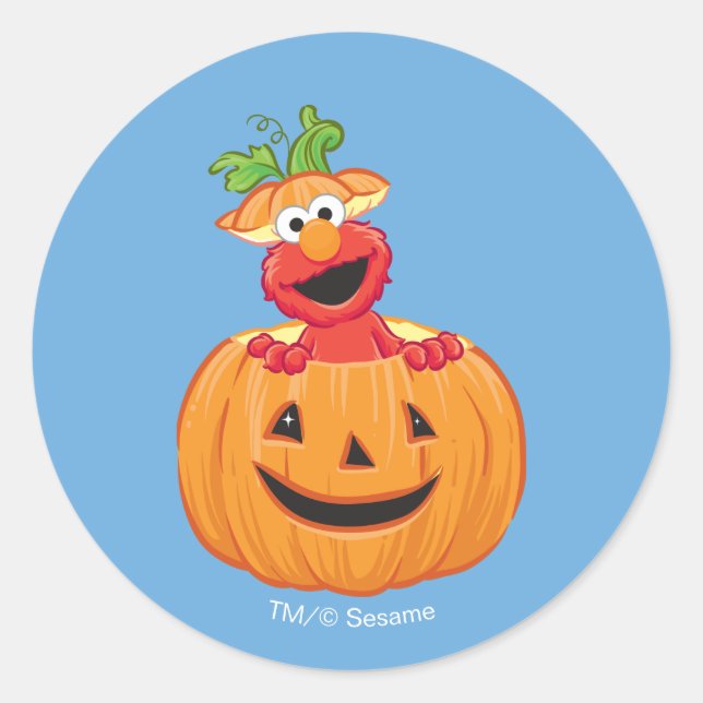 Sticker Rond Elmo | Citrouille d'Halloween (Devant)