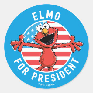 Sticker Rond Elmo pour le président - Drapeau
