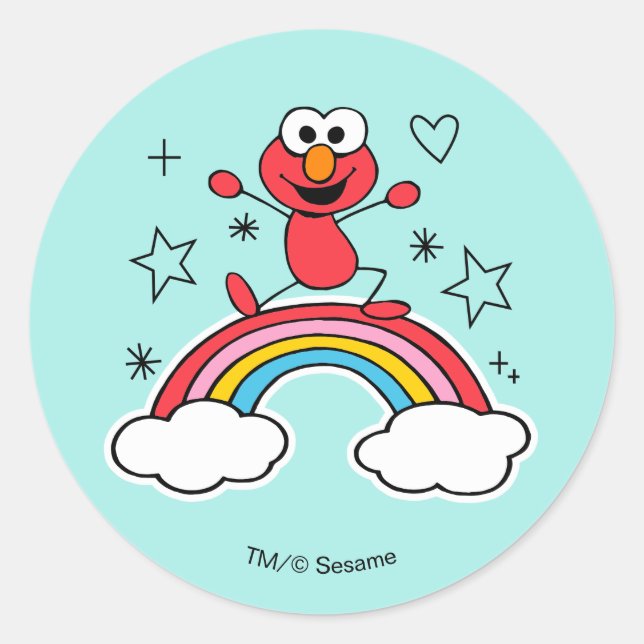 Sticker Rond Elmo Rainbow Doodley Graphic (Devant)