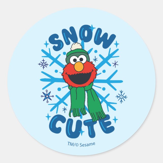 Sticker Rond Elmo Snow Cute (Devant)