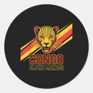 Sticker Rond Eloko Makasi drôle Léopard Dr Congo Garçons Vacay