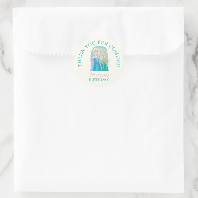 Sticker Rond Elsa de Disney de Filles congelées Anniversaire (Sac)