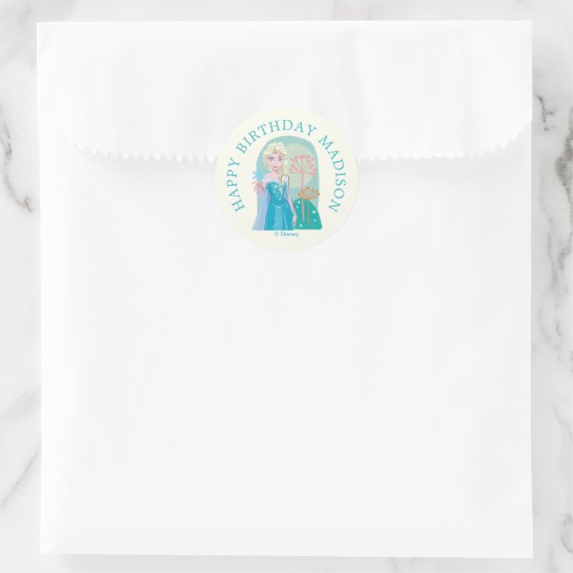 Sticker Rond Elsa de Disney de Filles congelées Anniversaire (Sac)