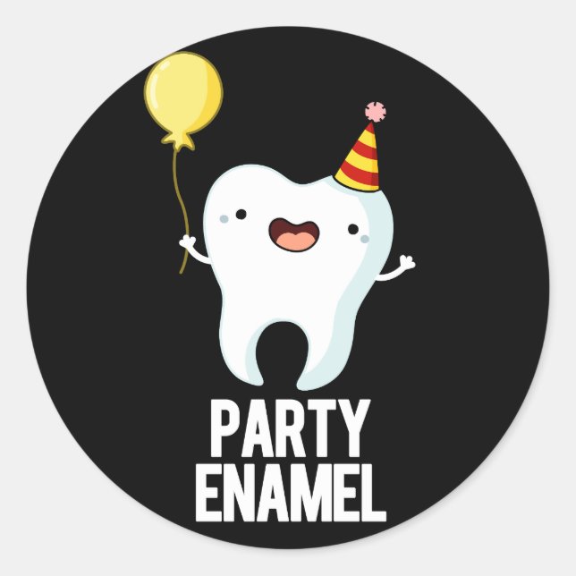 Sticker Rond Émail de fête Funny Dot Pun Dark BG (Devant)