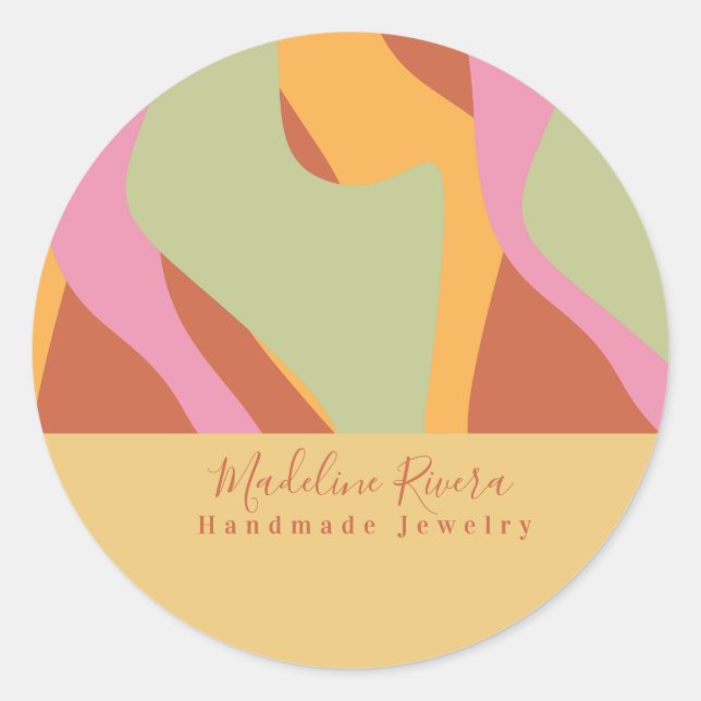 Sticker Rond Emballage Artisanal Groovy Waves  (Devant)