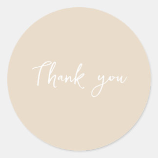 Sticker Rond Emballage cadeau beige chic Merci Entreprise