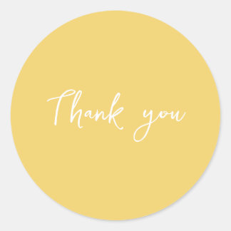 Sticker Rond Emballage Cadeau Entreprise Jaune Chic Merci